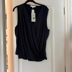 Navy blue sleeveless blouse